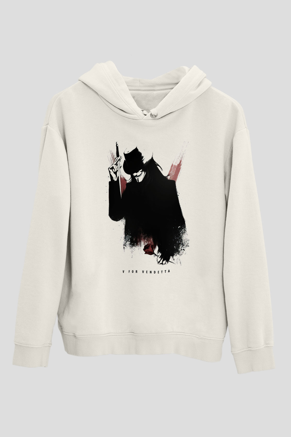 Vendetta Beyaz Unisex Hoodie
