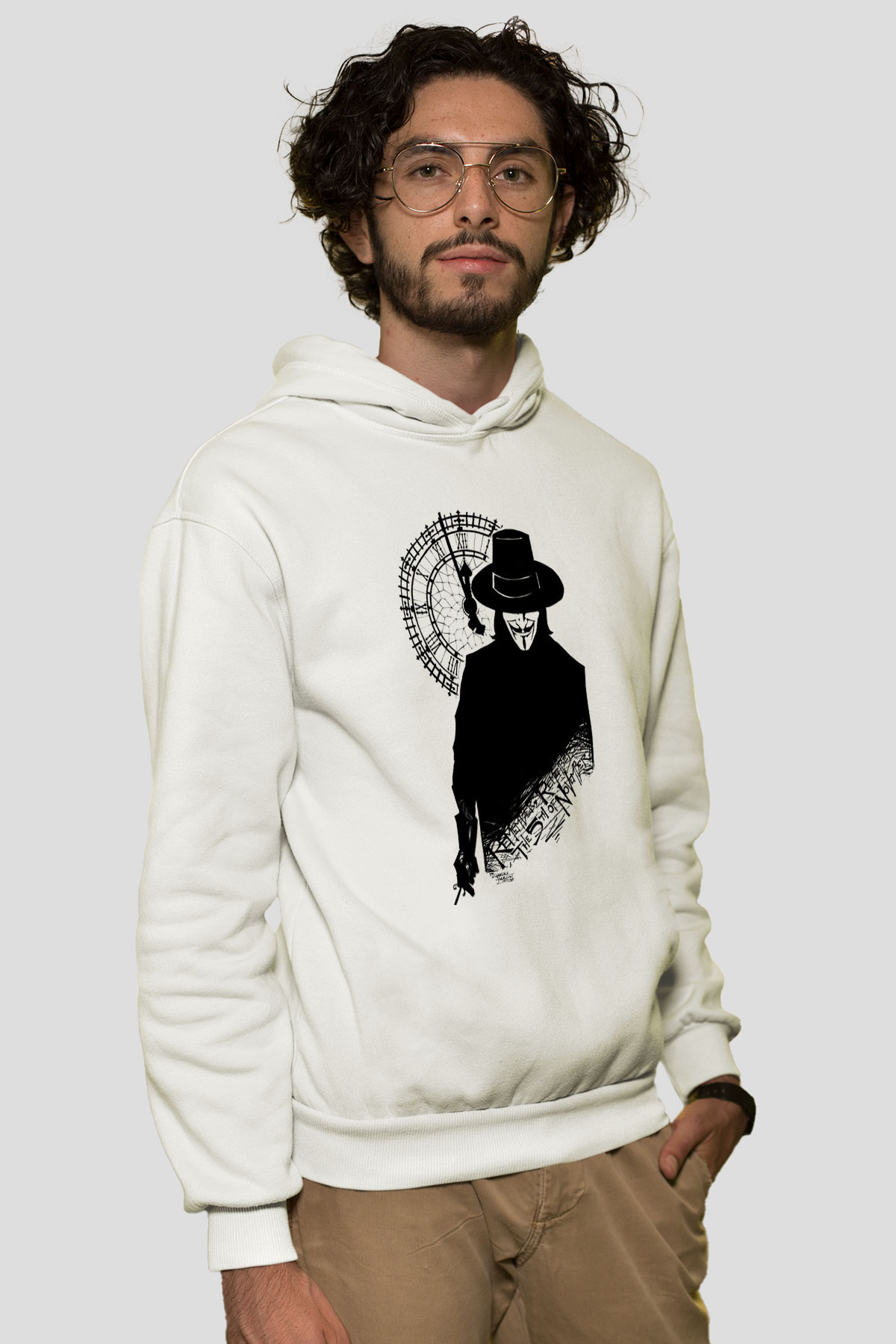 Vendetta Beyaz Unisex Hoodie