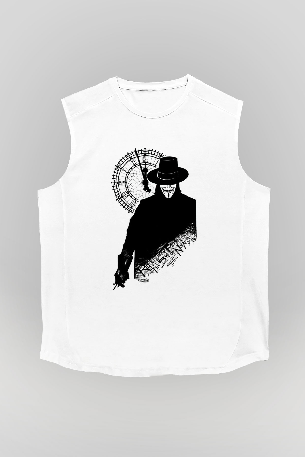 Vendetta Beyaz Unisex Kolsuz Tişört
