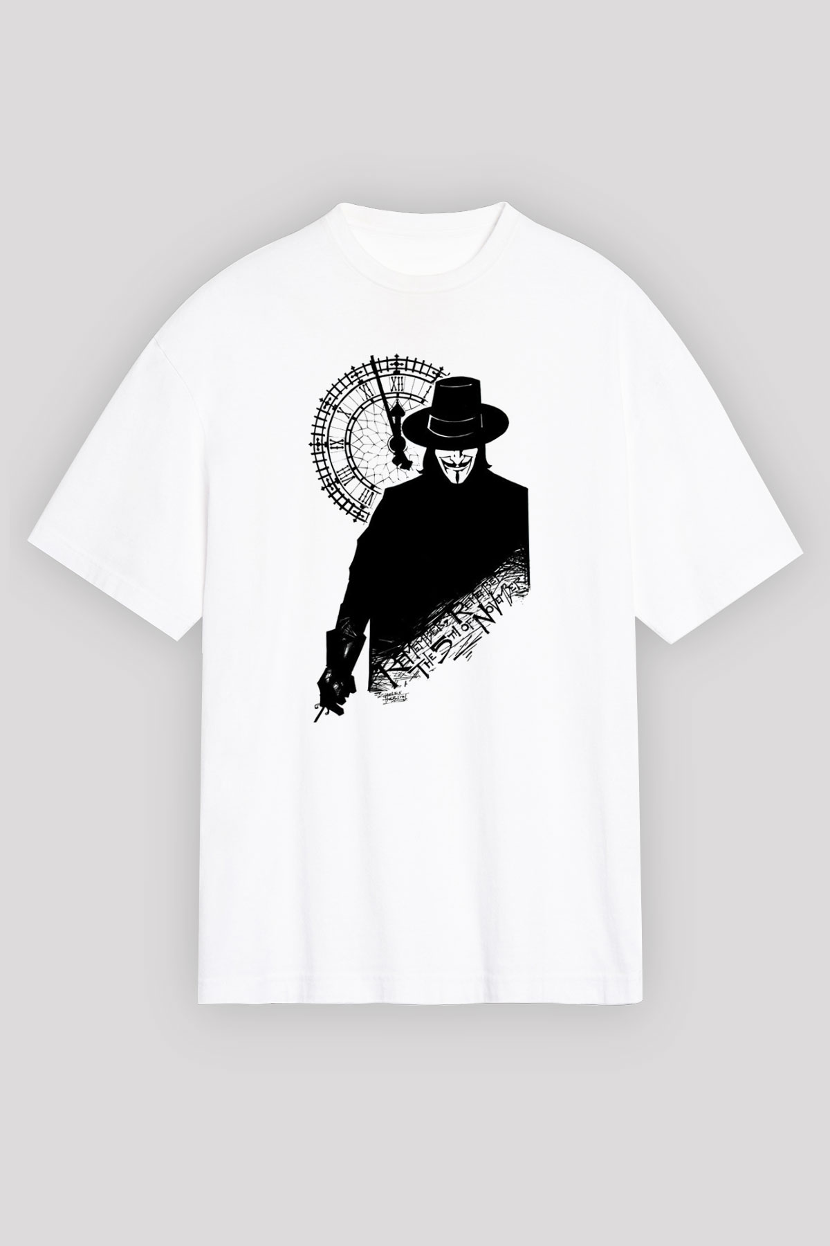 Vendetta Beyaz Unisex Oversize Tişört T-Shirt