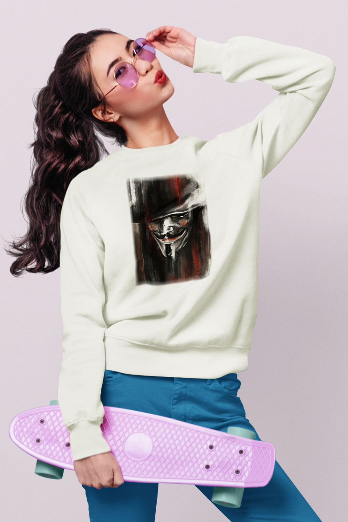 Vendetta Beyaz Unisex Sweatshirt