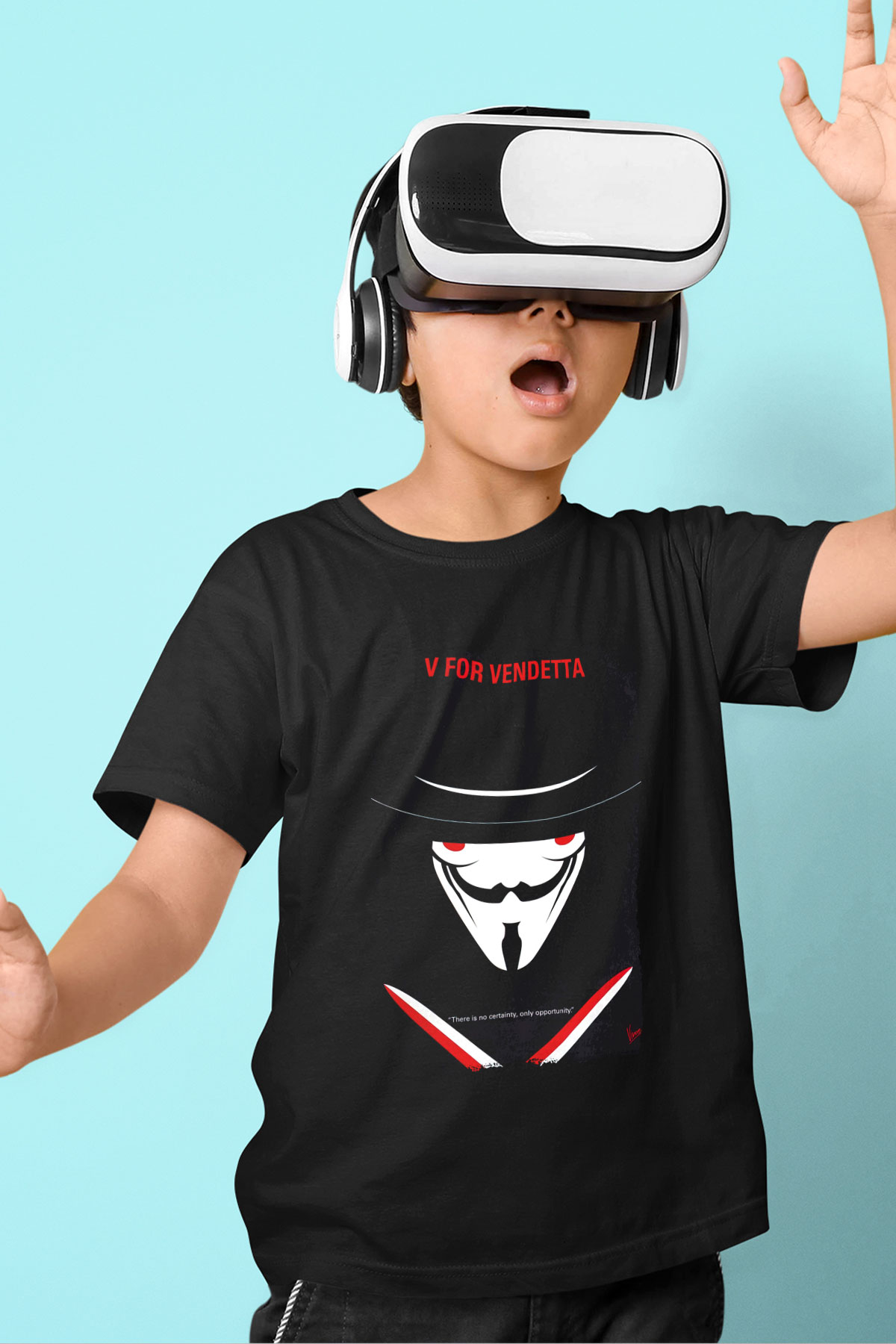 Vendetta Siyah Unisex Çocuk Tişört