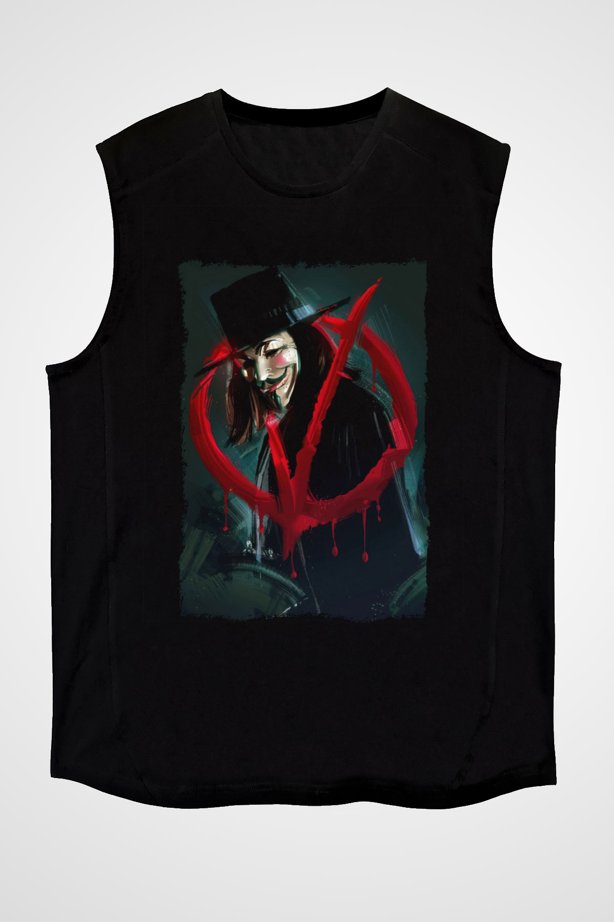 Vendetta Siyah Unisex Kolsuz Tişört