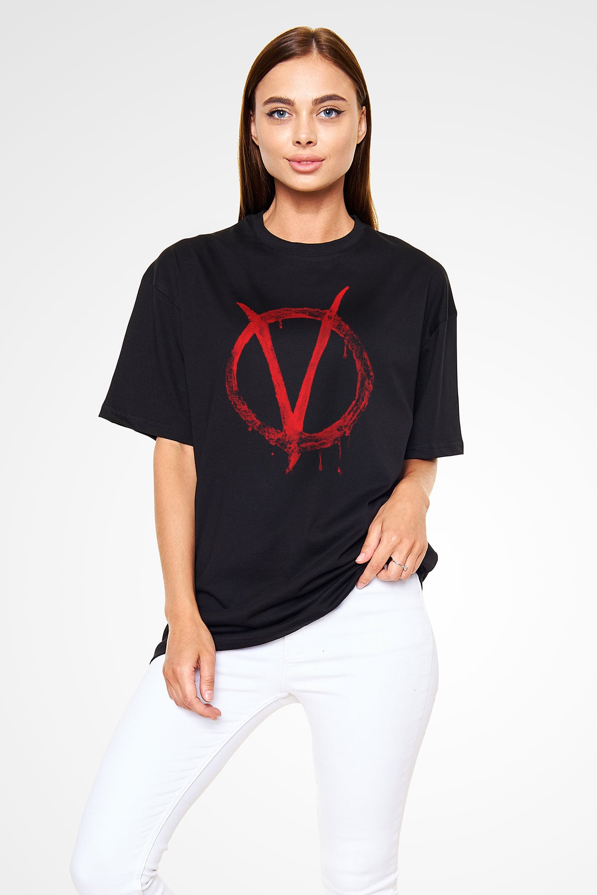 Vendetta Siyah Unisex Oversize Tişört T-Shirt