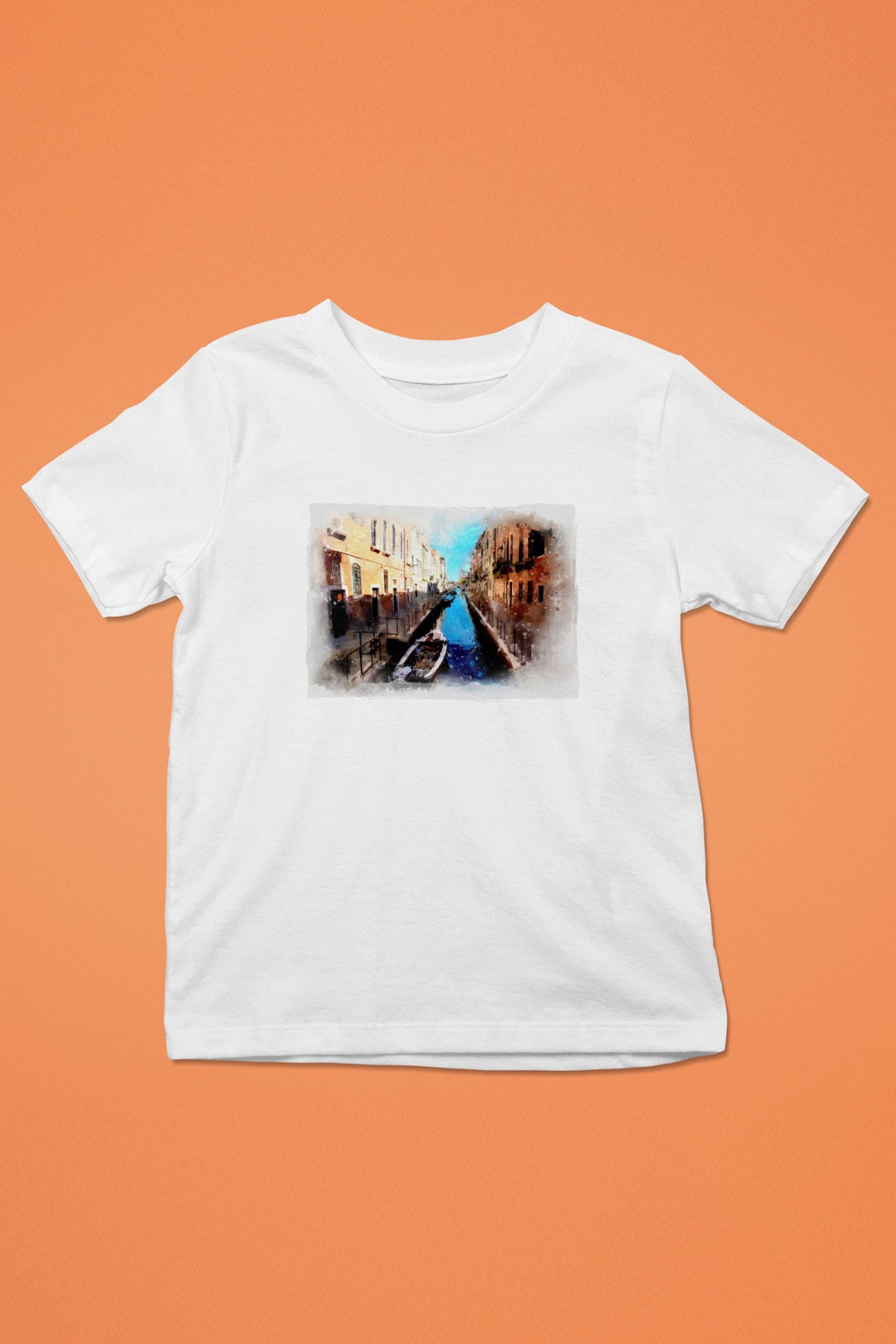 Venedik Kanal Beyaz Unisex Çocuk Tişört