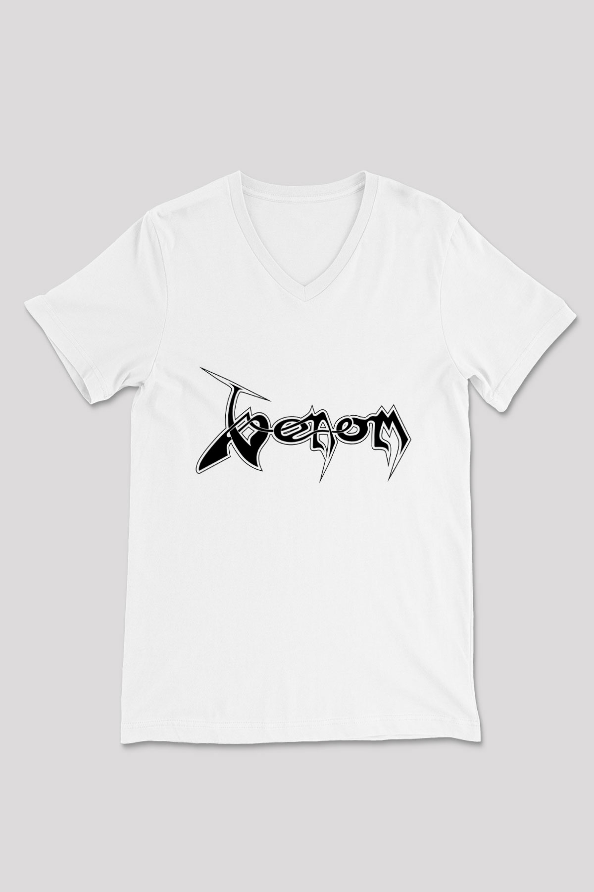 Venom Beyaz Unisex V Yaka Tişört T-Shirt