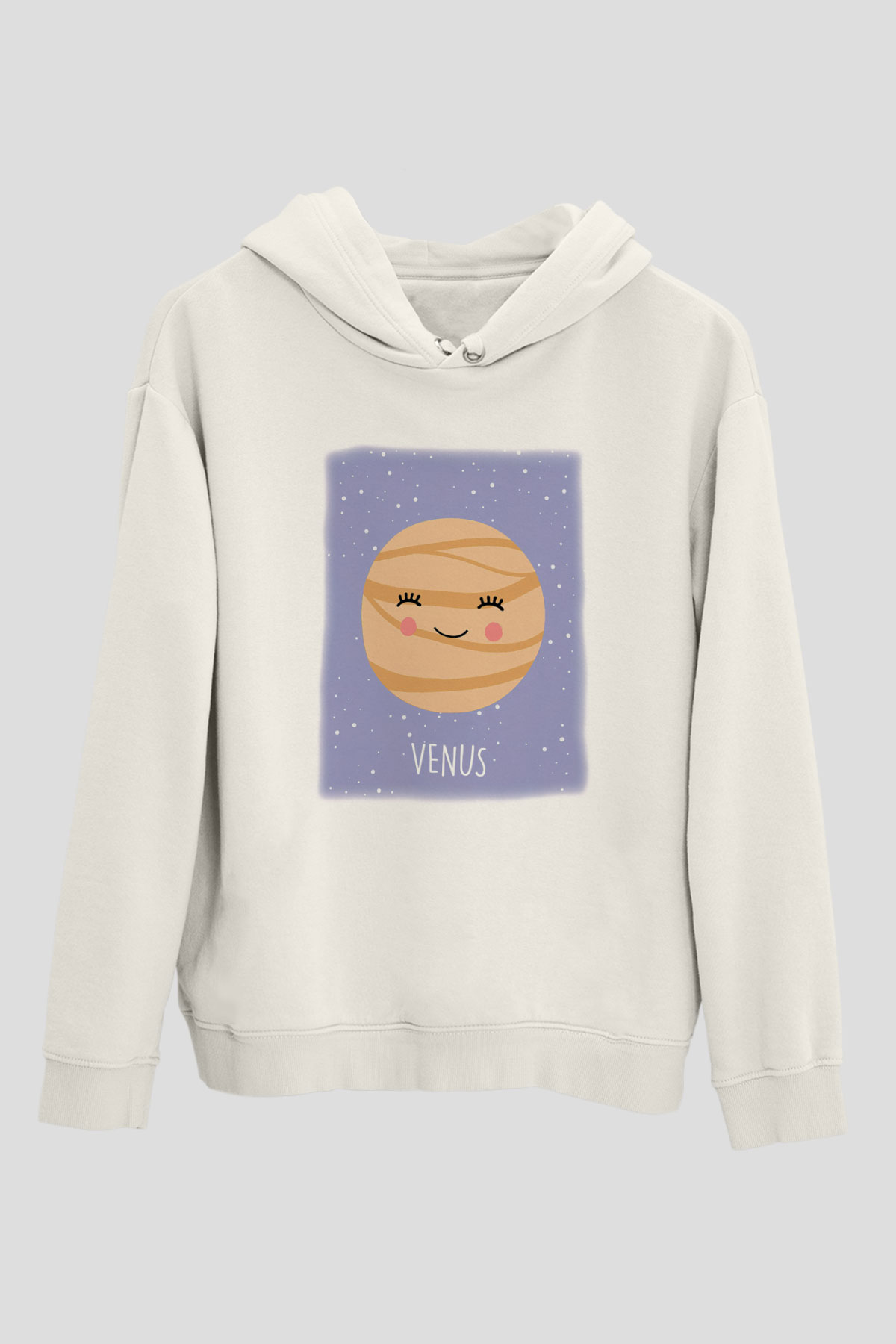 Venüs Beyaz Unisex Kapşonlu Sweatshirt