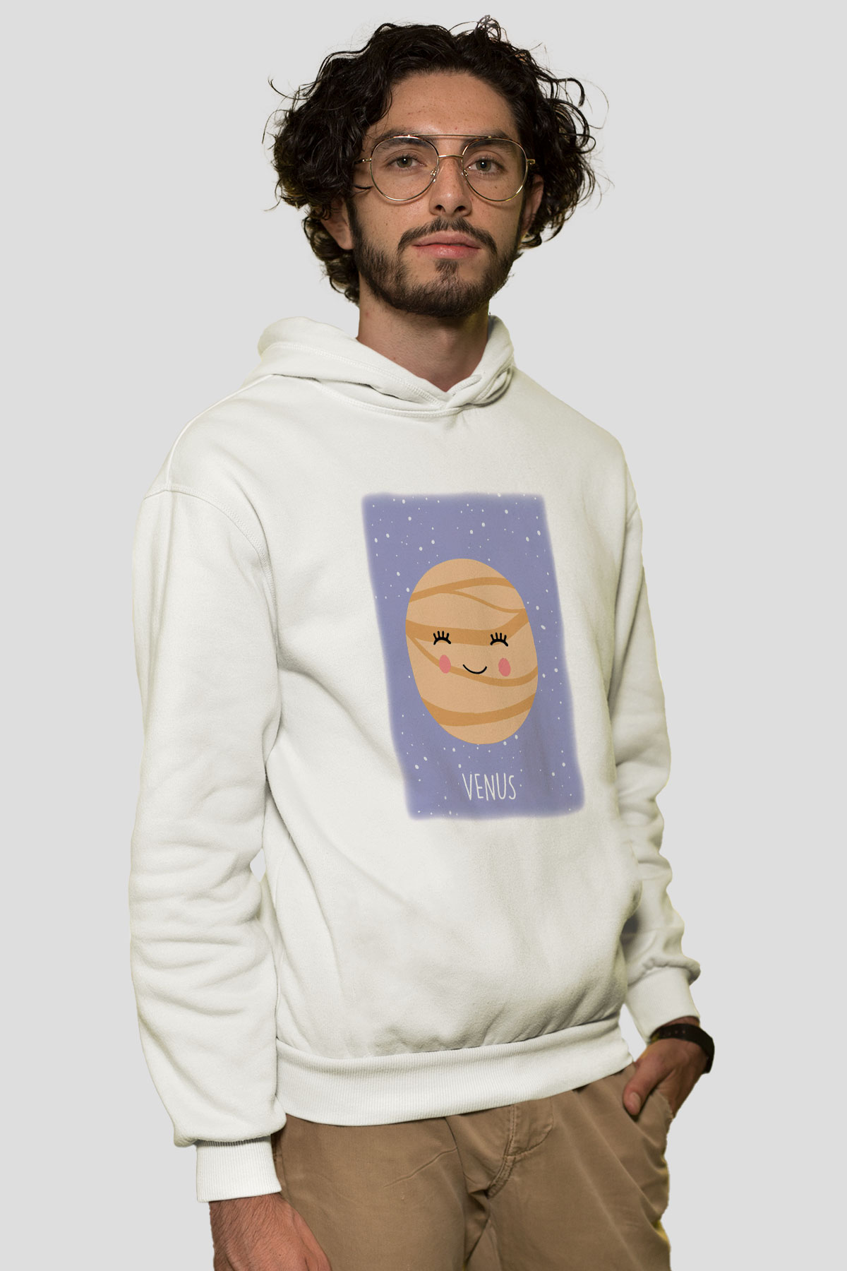 Venüs Beyaz Unisex Kapşonlu Sweatshirt