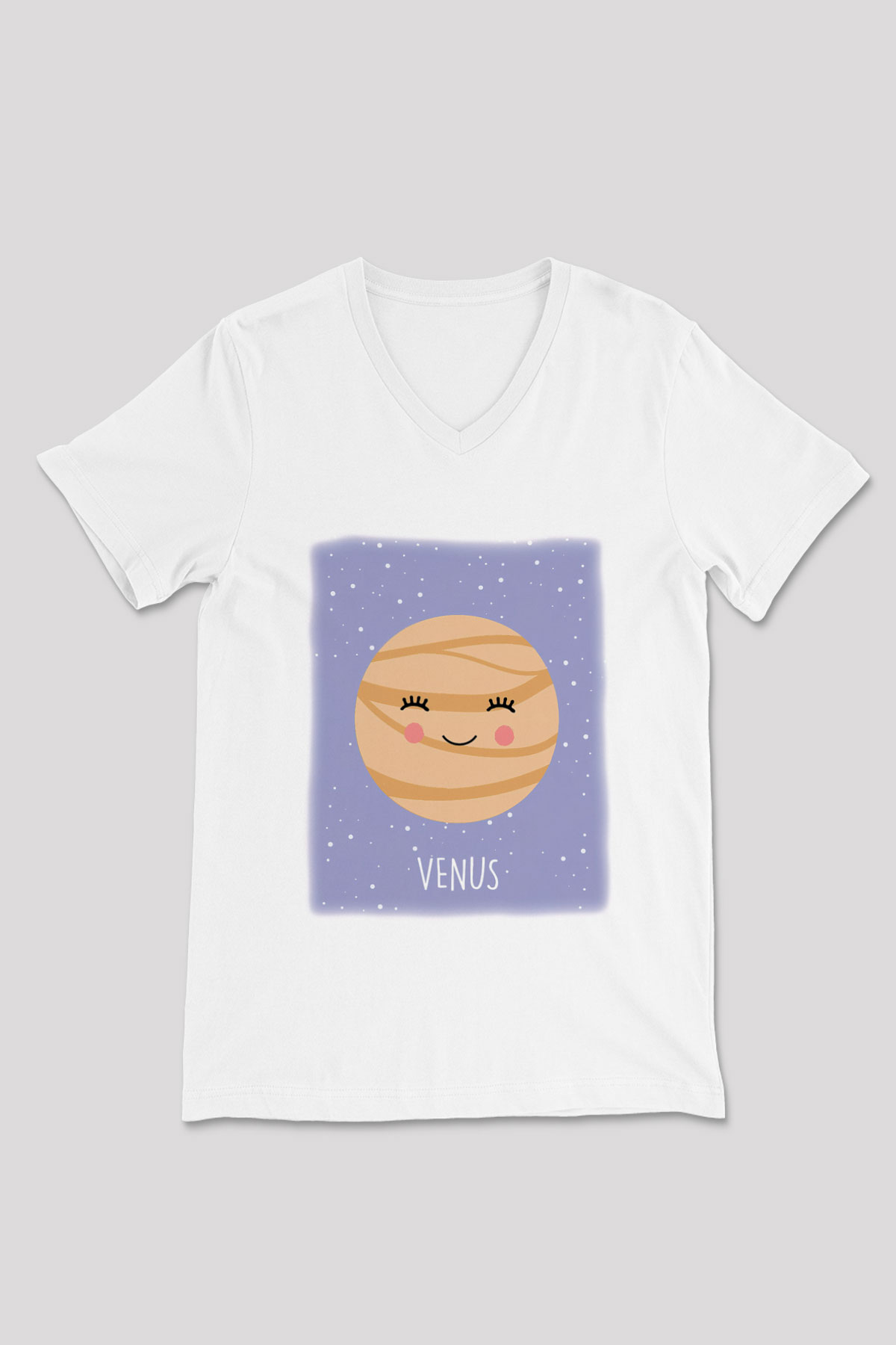 Venüs Beyaz Unisex V Yaka Tişört T-Shirt