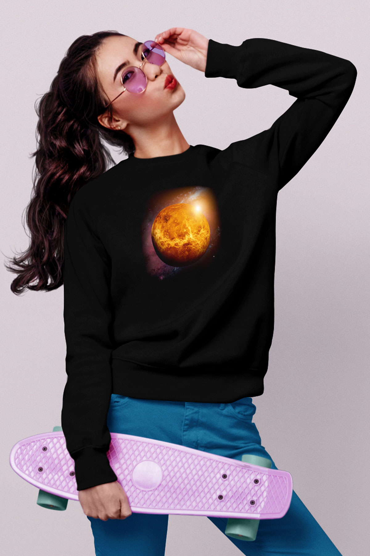 Venüs Siyah Unisex Sweatshirt