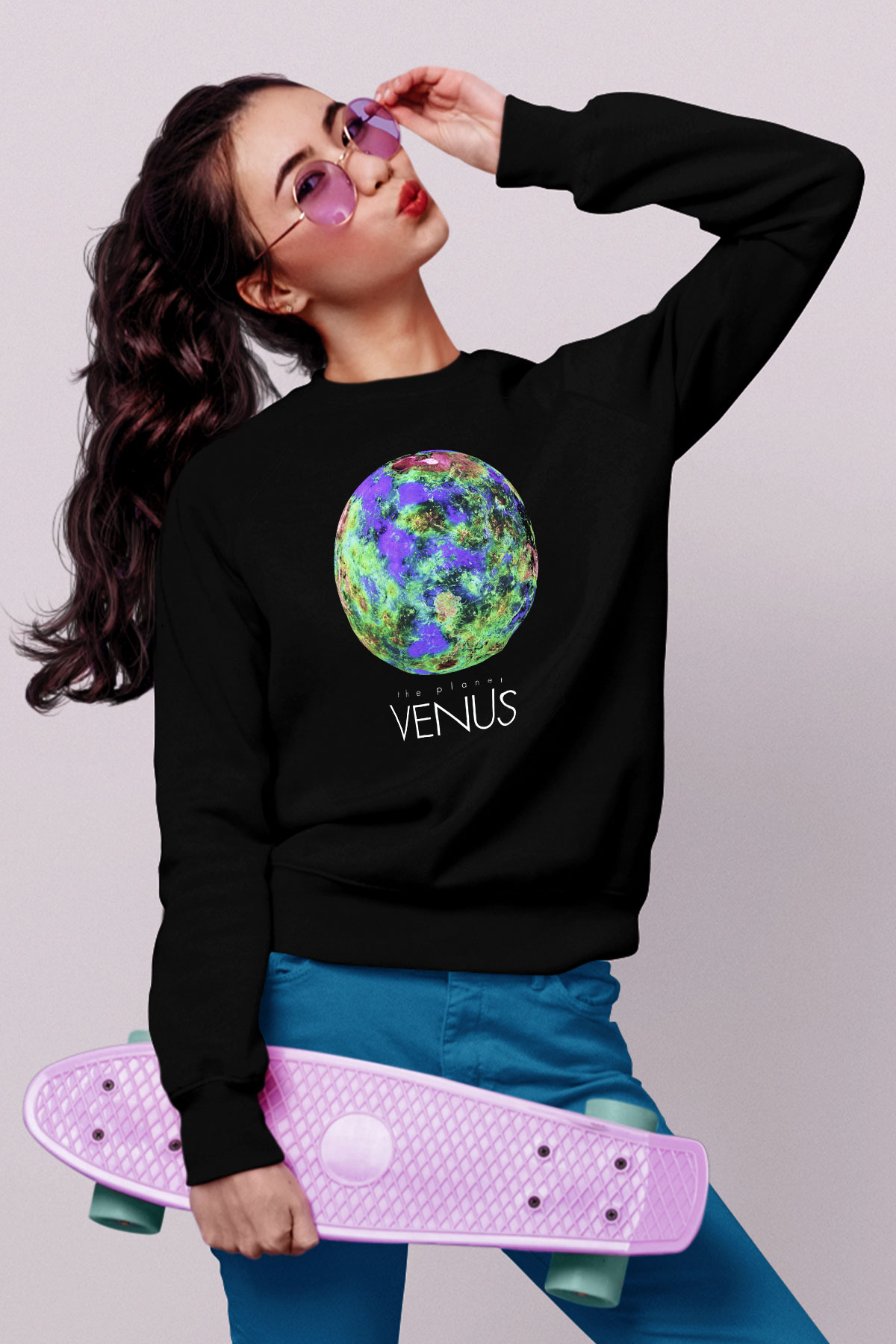 Venüs Siyah Unisex Sweatshirt