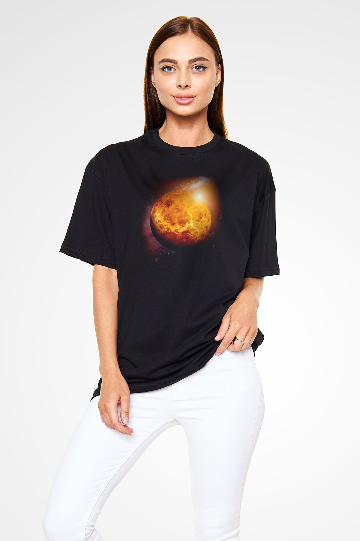 Venüs Siyah Oversize Tişört Oversize T-shirt - TişörtFabrikası