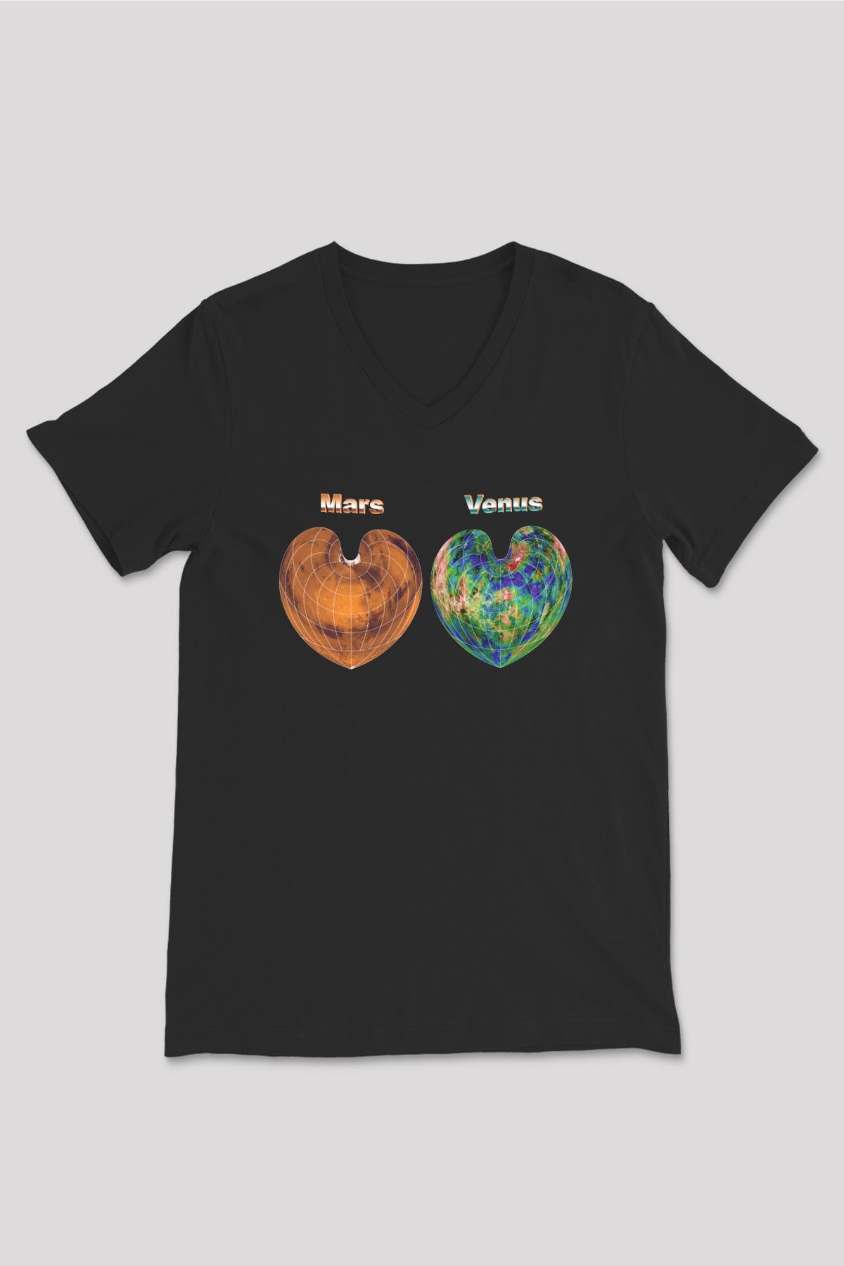 Venüs Siyah Unisex V Yaka Tişört T-Shirt