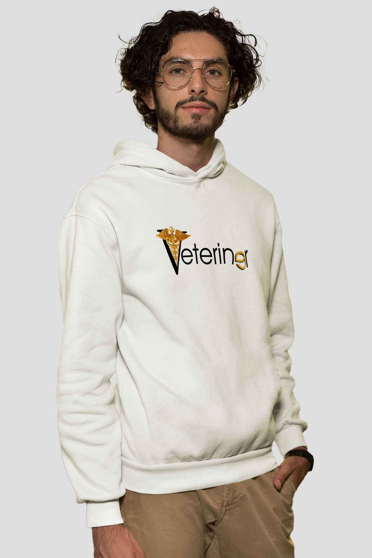Veteriner Beyaz Unisex Hoodie
