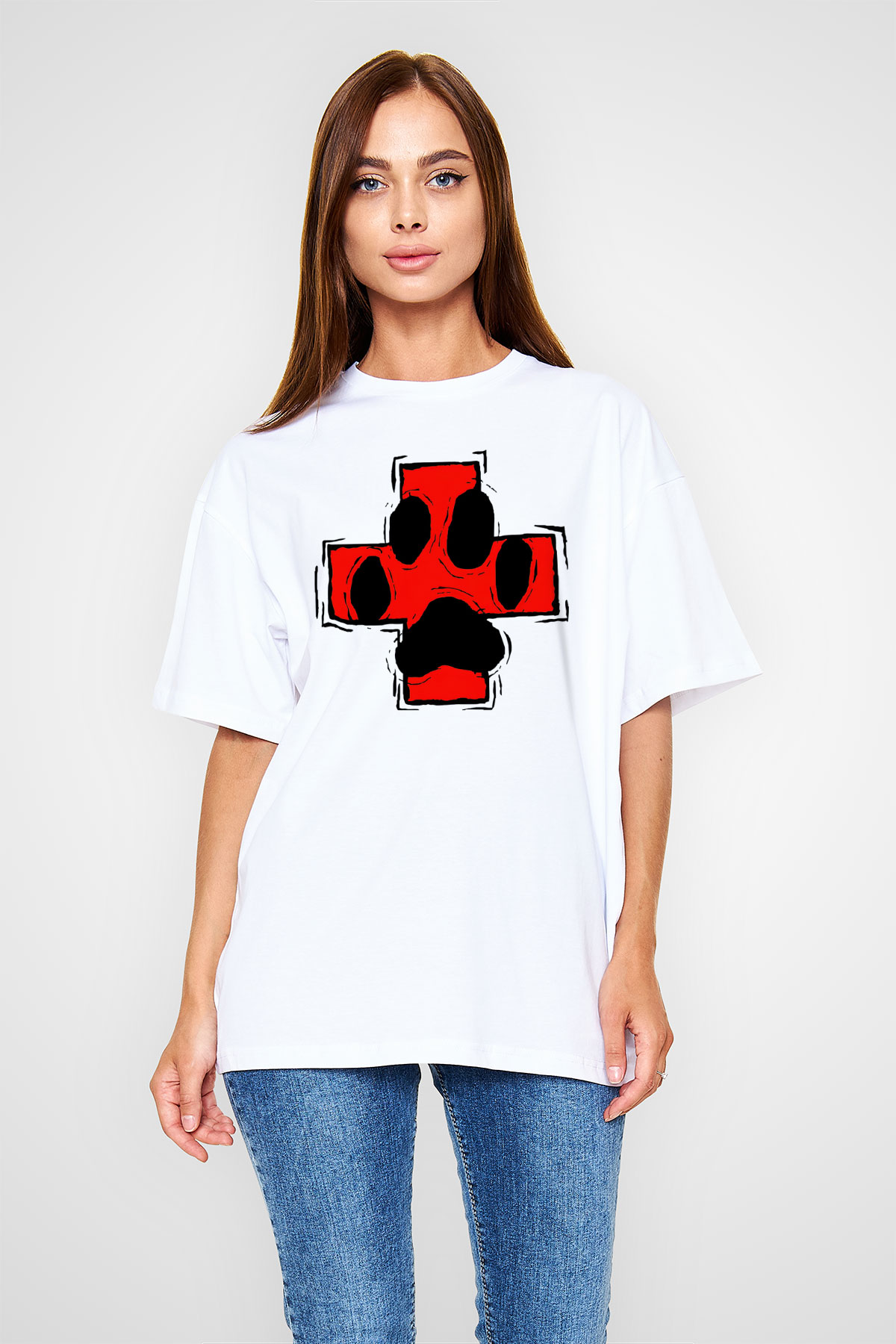 Veteriner Beyaz Unisex Oversize Tişört T-Shirt