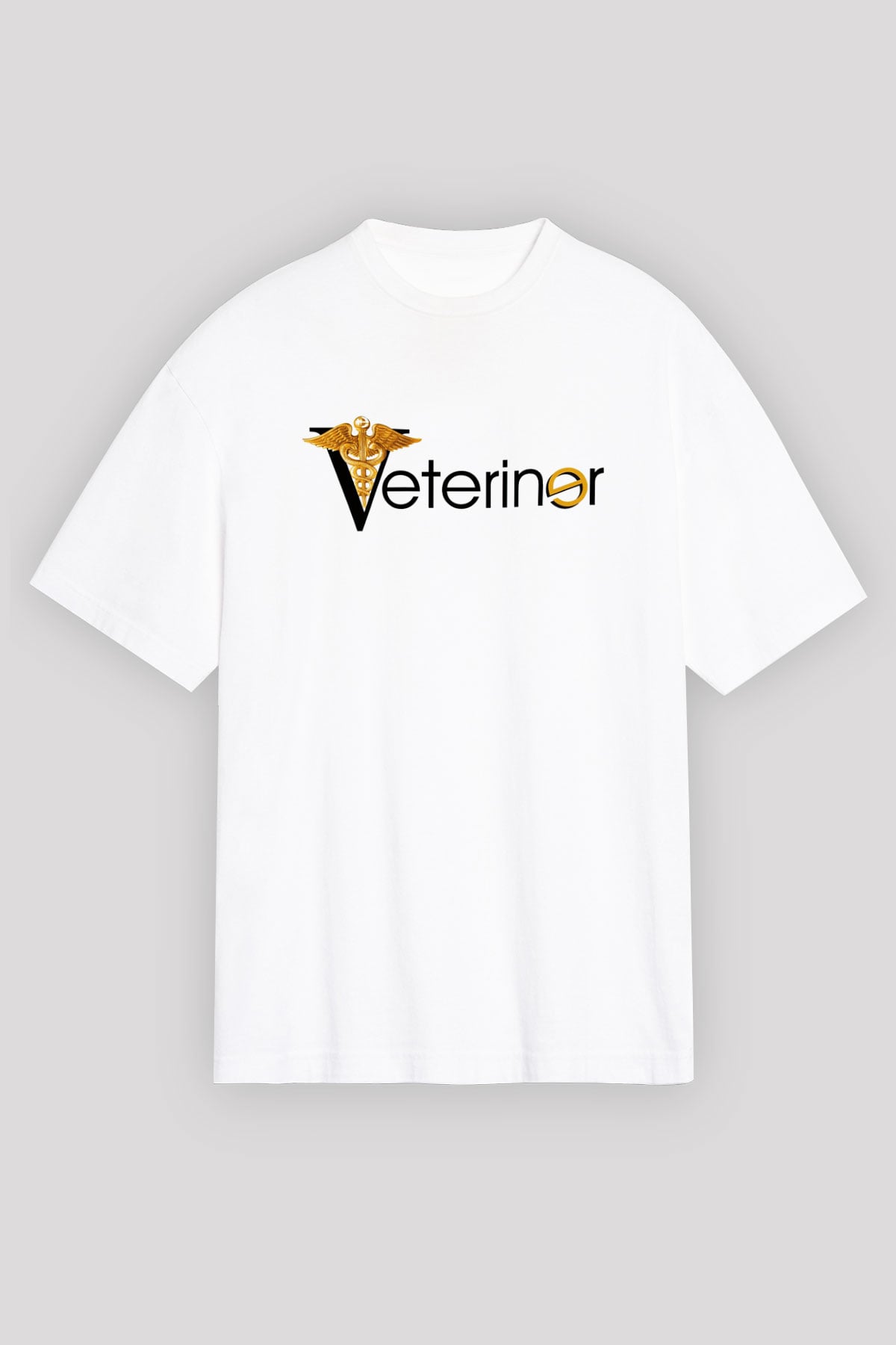 Veteriner Beyaz Unisex Oversize Tişört T-Shirt