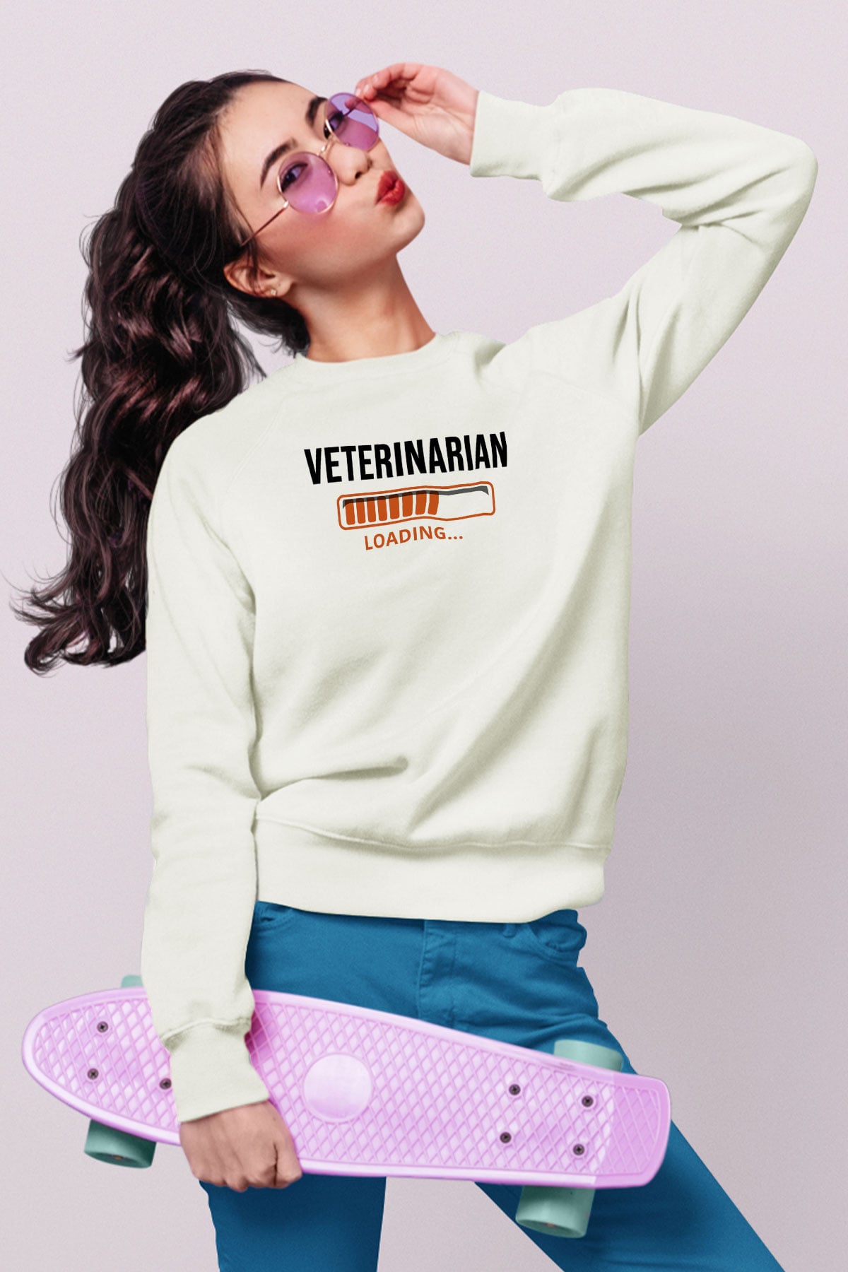 Veteriner Beyaz Unisex Sweatshirt
