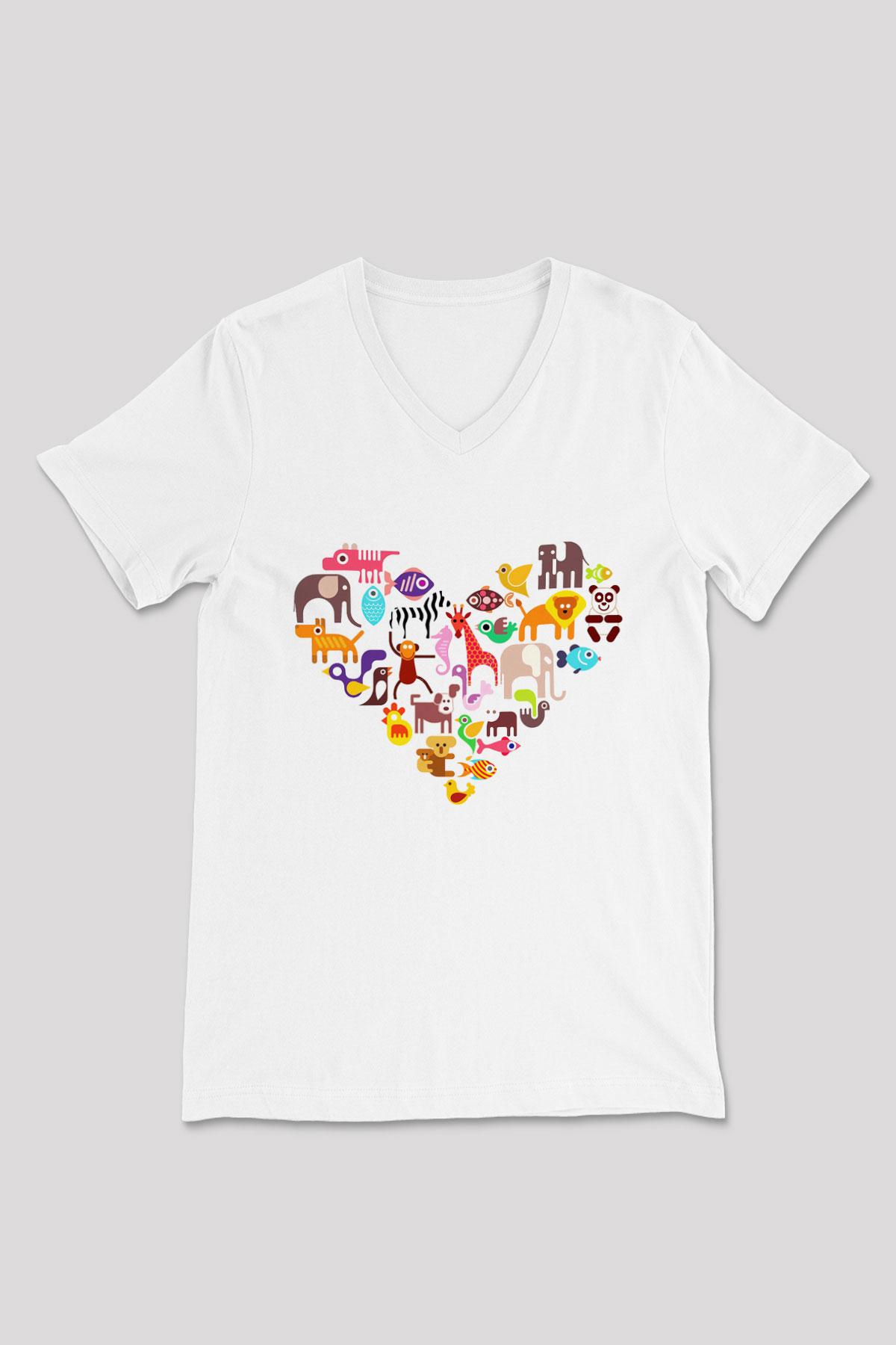 Veteriner Beyaz Unisex V Yaka Tişört T-Shirt
