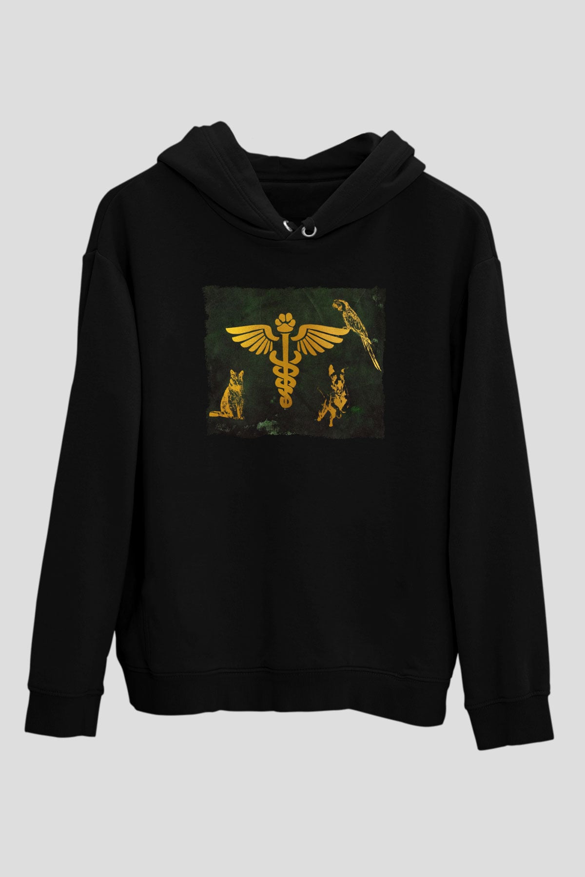 Veteriner Siyah Unisex Kapüşonlu Sweatshirt