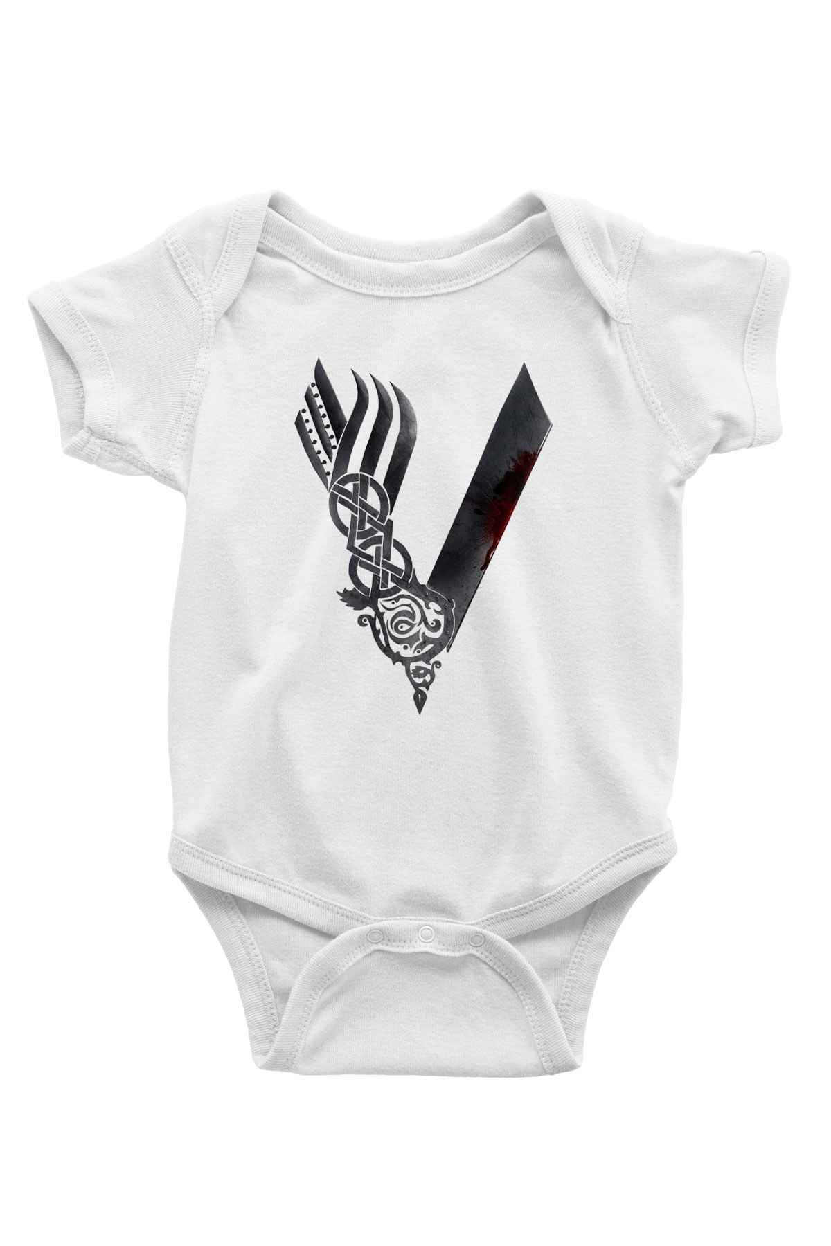 Vikings Baskılı Beyaz Unisex Bebek Body - Zıbın