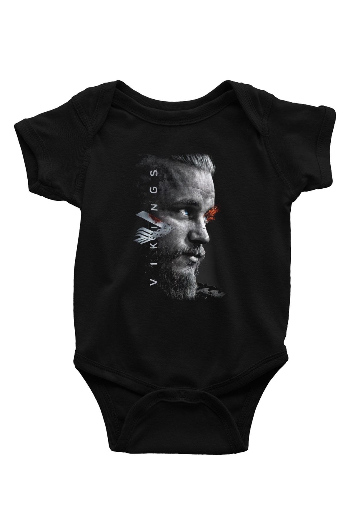 Vikings Baskılı Siyah Bebek Body - Zıbın