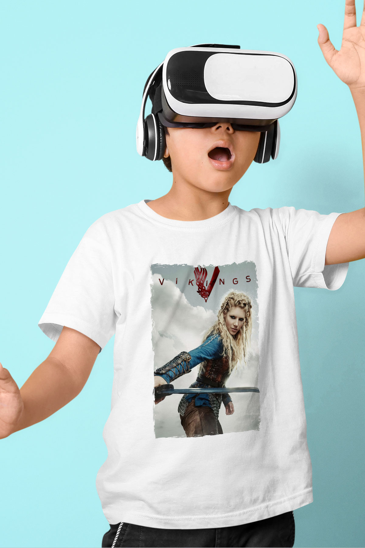 Vikings Beyaz Unisex Çocuk Tişört