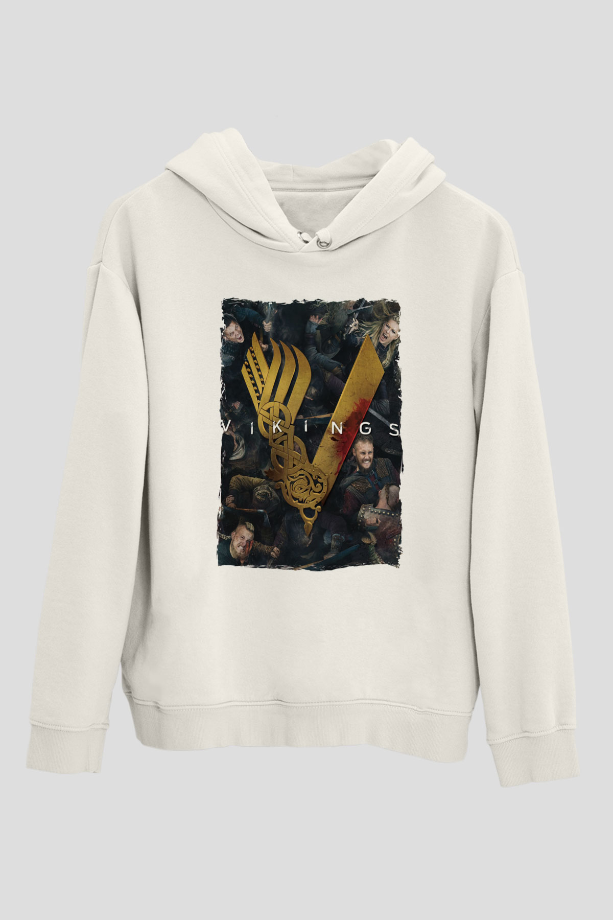 Vikings Beyaz Unisex Hoodie
