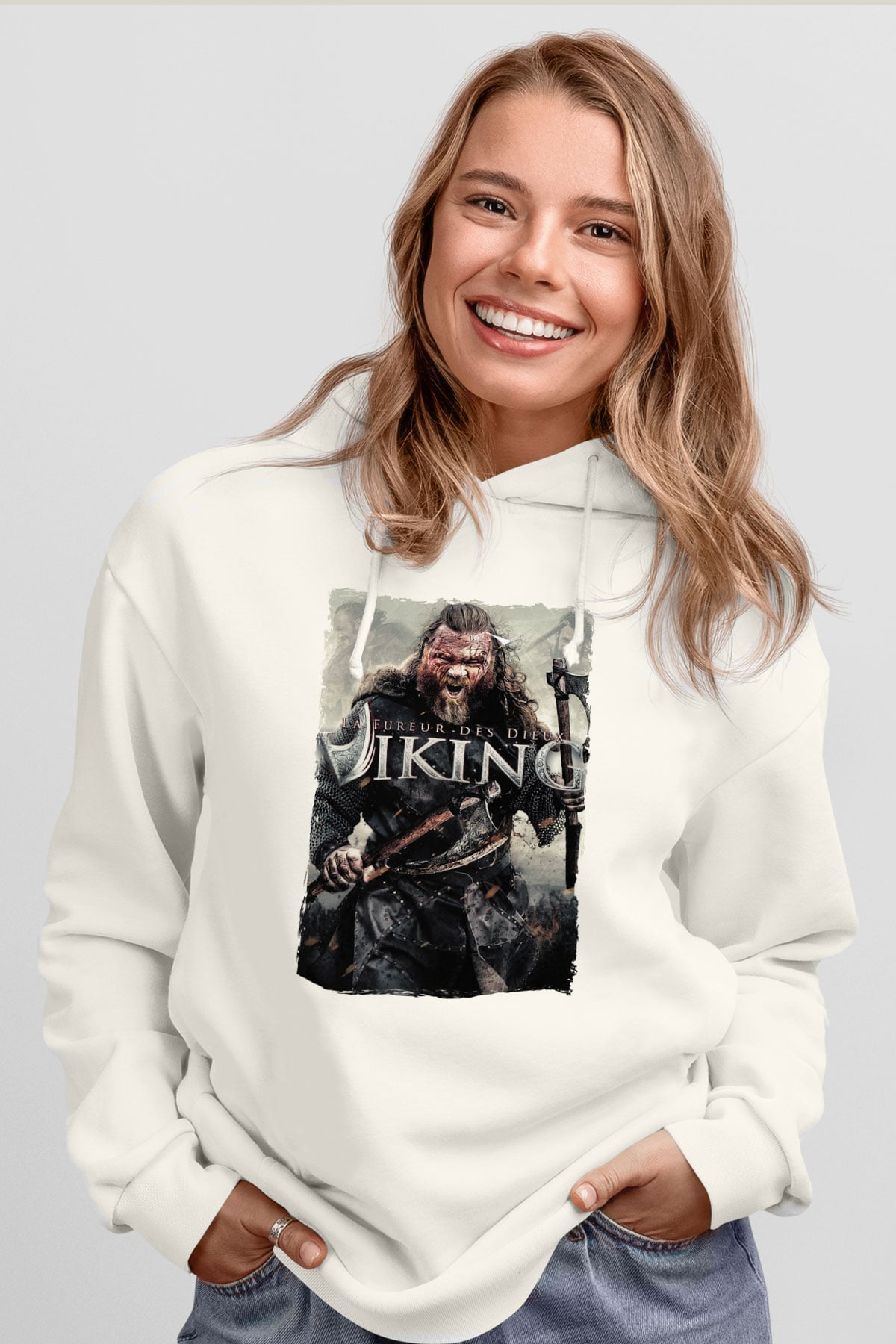 Vikings Beyaz Unisex Hoodie