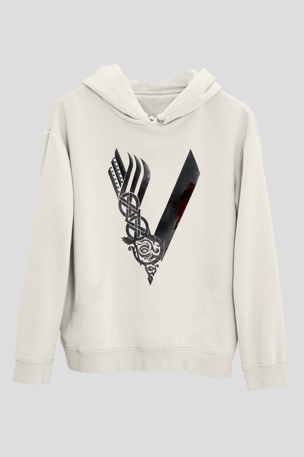 Vikings Beyaz Unisex Kapşonlu Sweatshirt