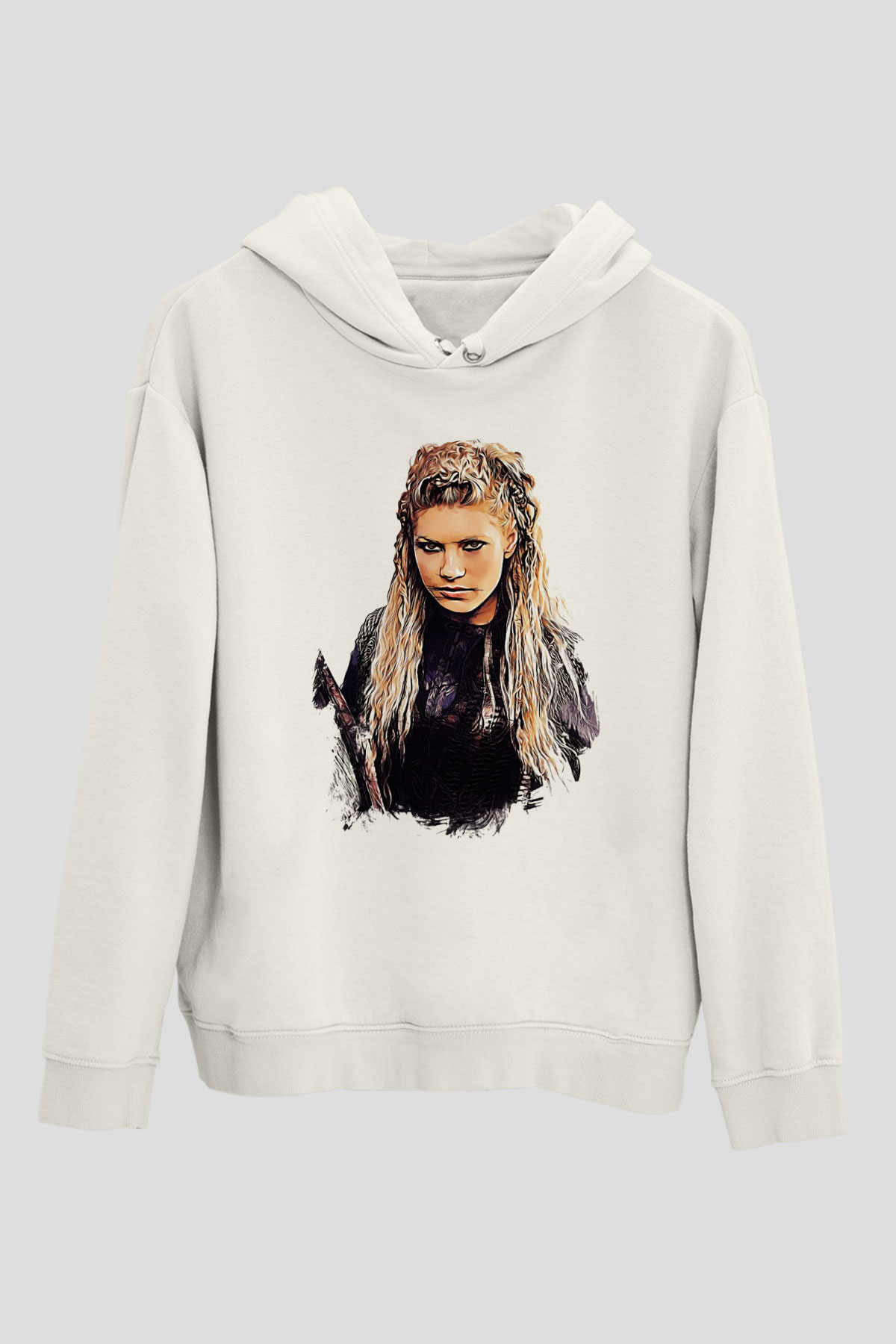 Vikings Beyaz Unisex Kapşonlu Sweatshirt