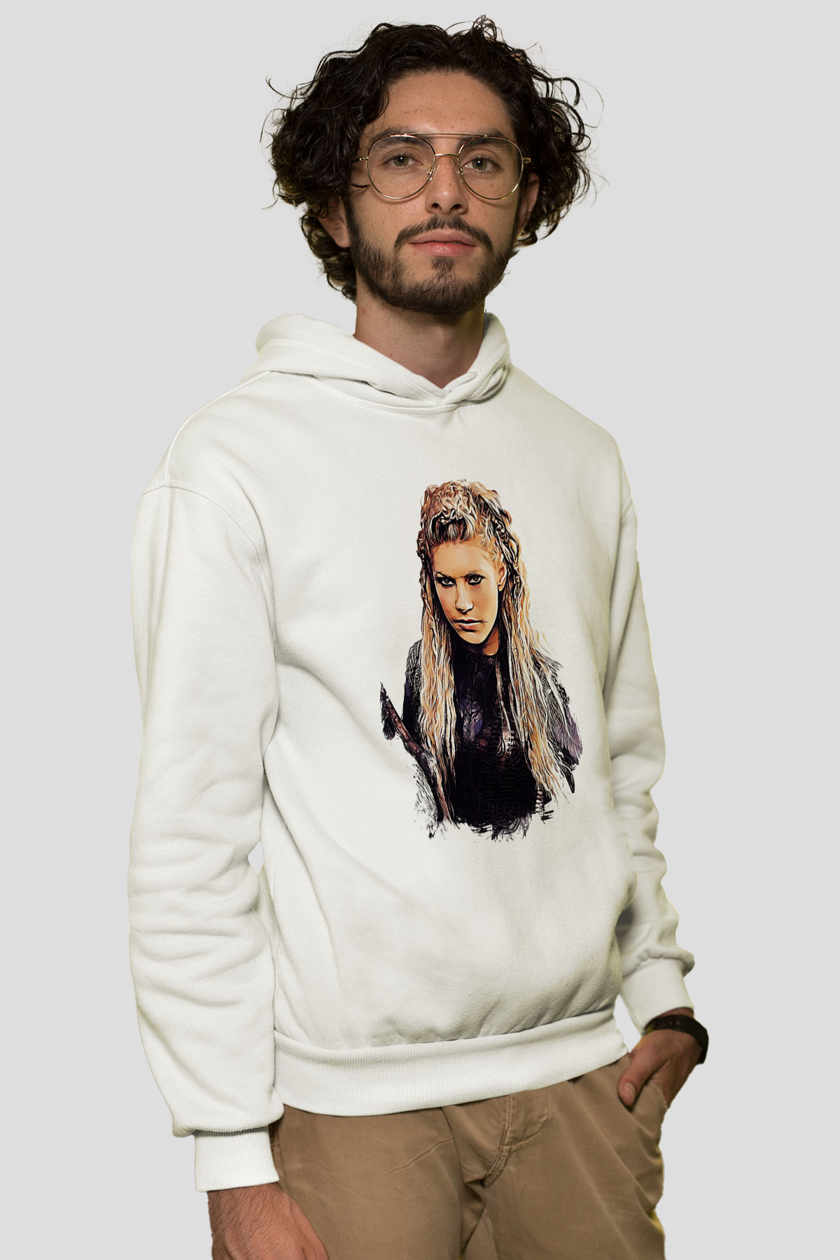 Vikings Beyaz Unisex Kapşonlu Sweatshirt
