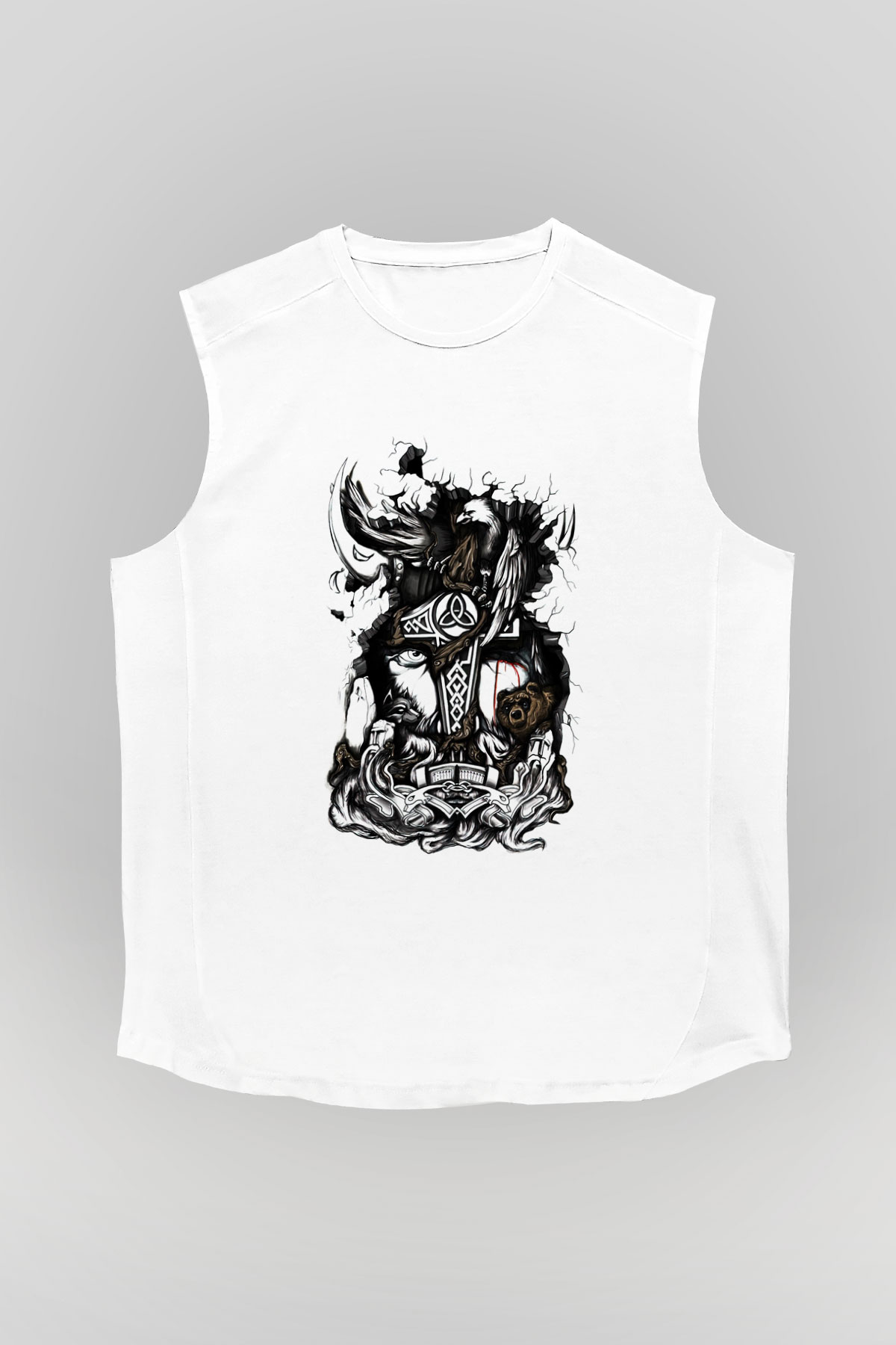 Vikings Beyaz Unisex Kolsuz Tişört