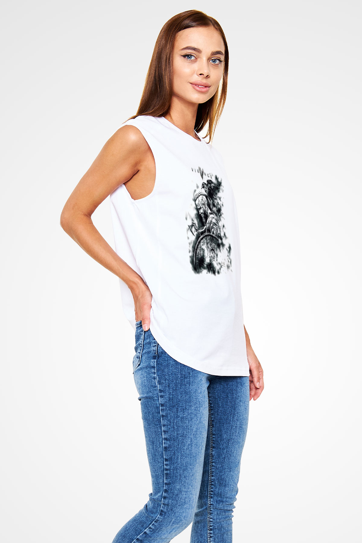 Vikings Beyaz Unisex Kolsuz Tişört