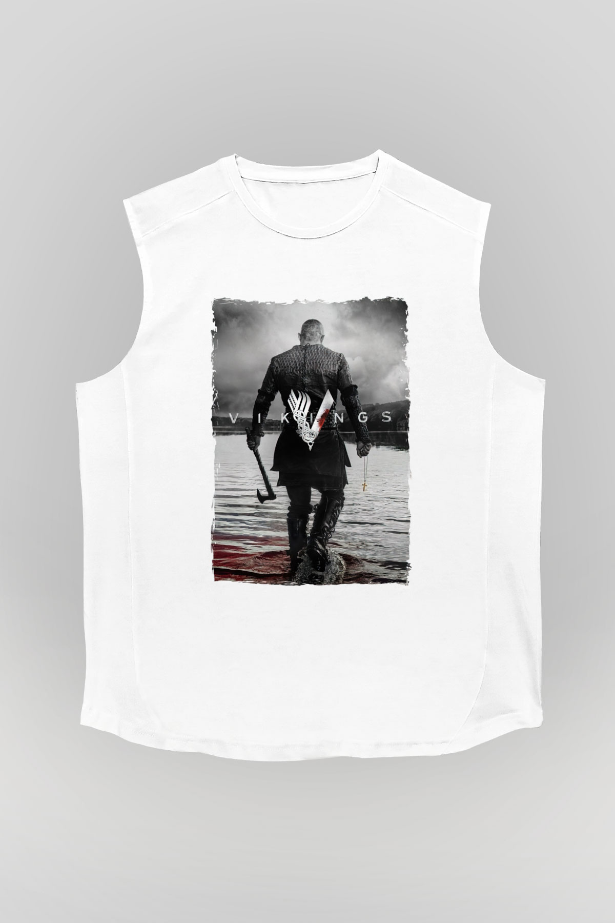 Vikings Beyaz Unisex Kolsuz Tişört
