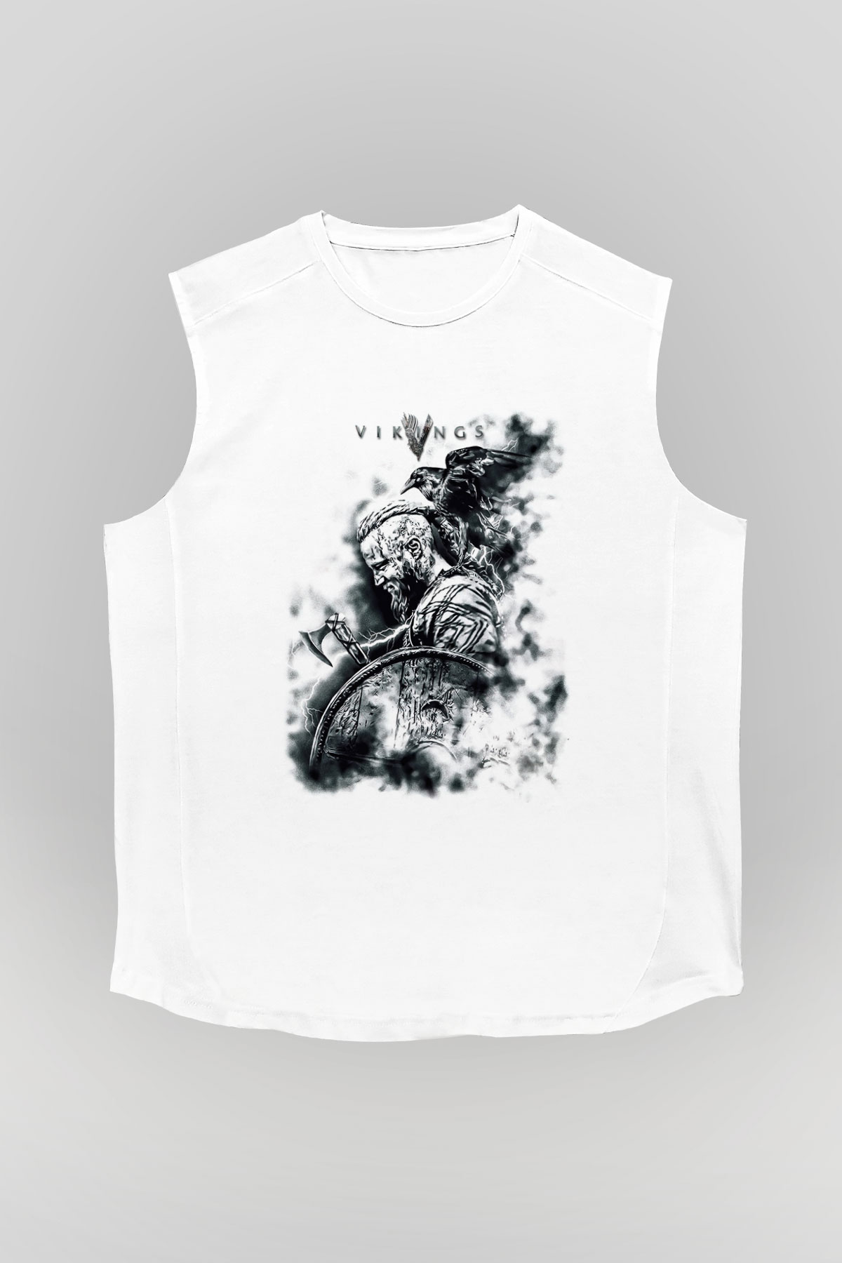 Vikings Beyaz Unisex Kolsuz Tişört