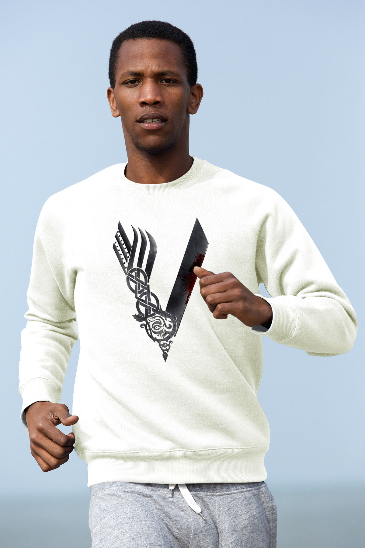 Vikings Beyaz Unisex Sweatshirt