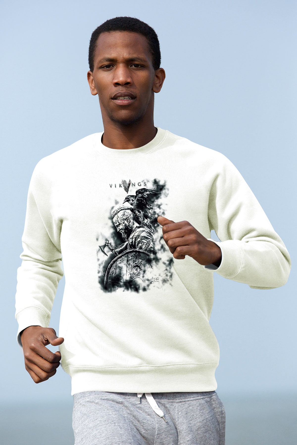 Vikings Beyaz Unisex Sweatshirt