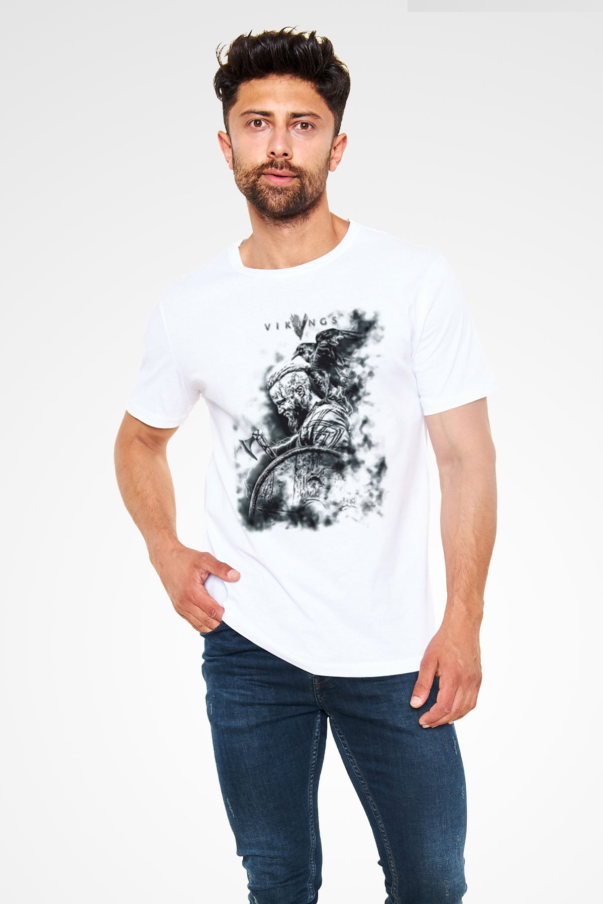 Vikings Beyaz Unisex Tişört T-Shirt