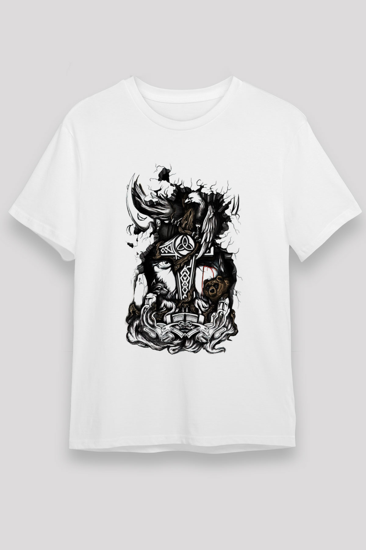 Vikings Beyaz Unisex Tişört T-Shirt