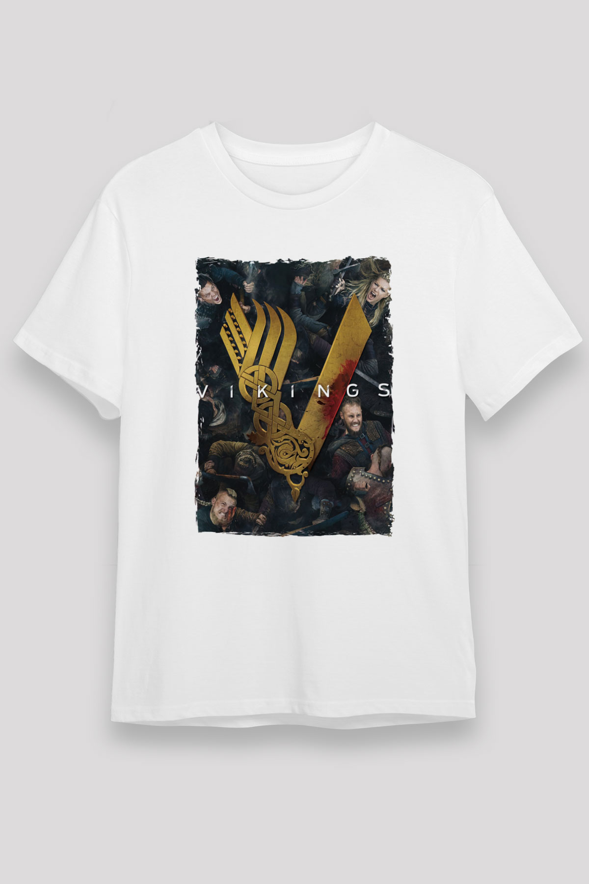 Vikings Beyaz Unisex Tişört T-Shirt