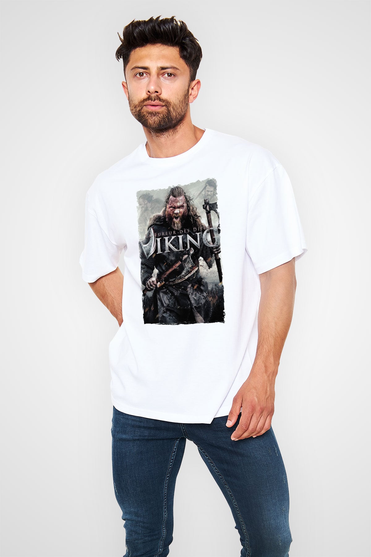 Vikings Beyaz Oversize Tişört Oversize T-shirt