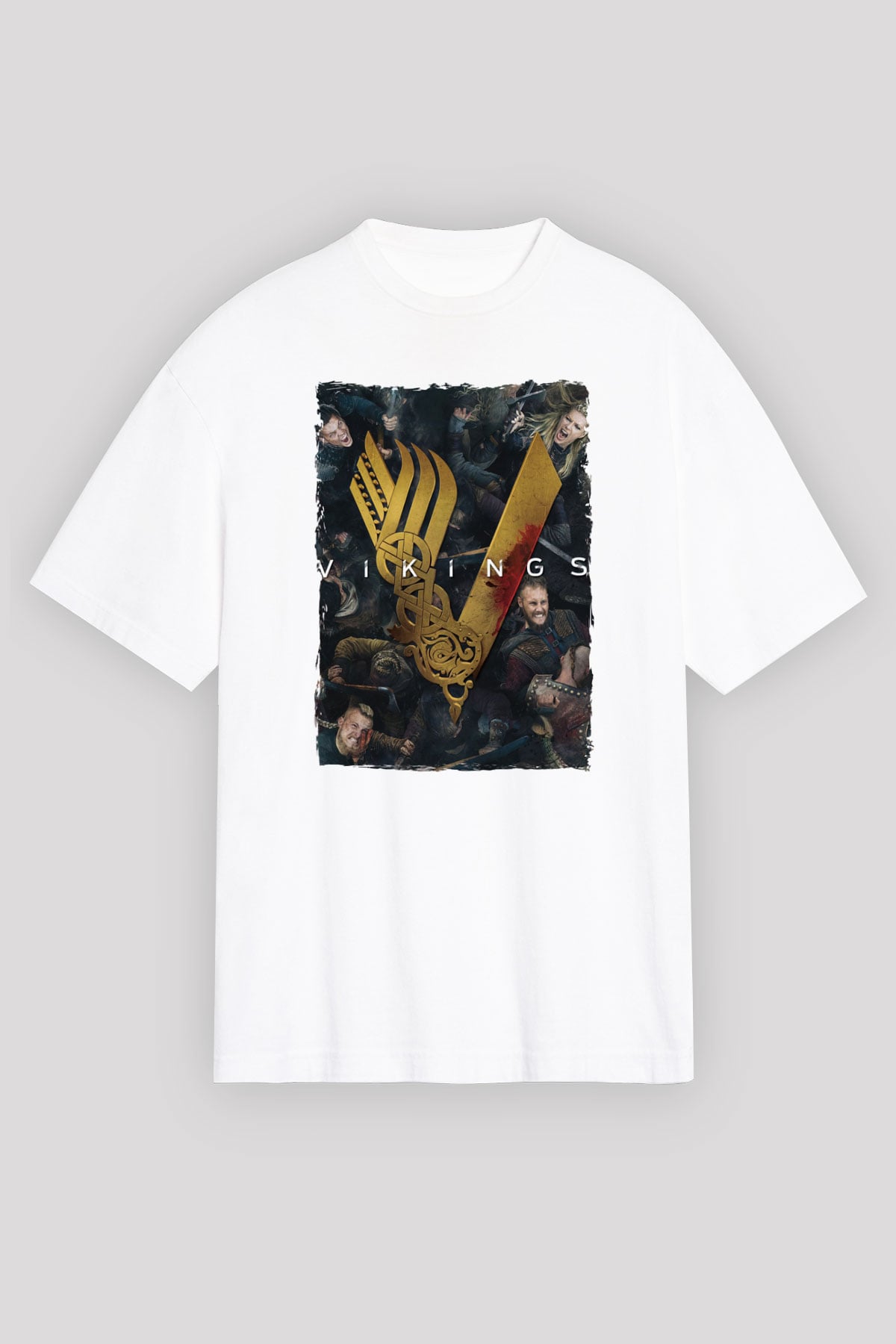 Vikings Beyaz Oversize Tişört Oversize T-shirt