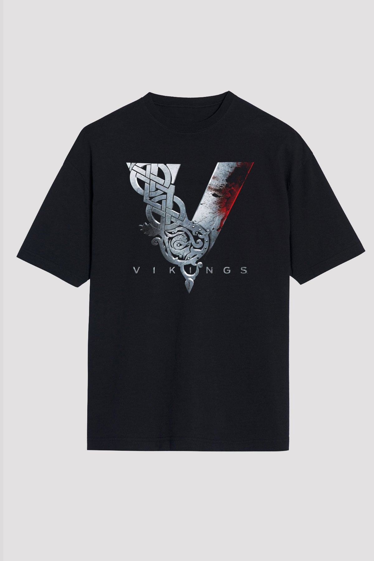Vikings Siyah Unisex Oversize Tişört T-Shirt