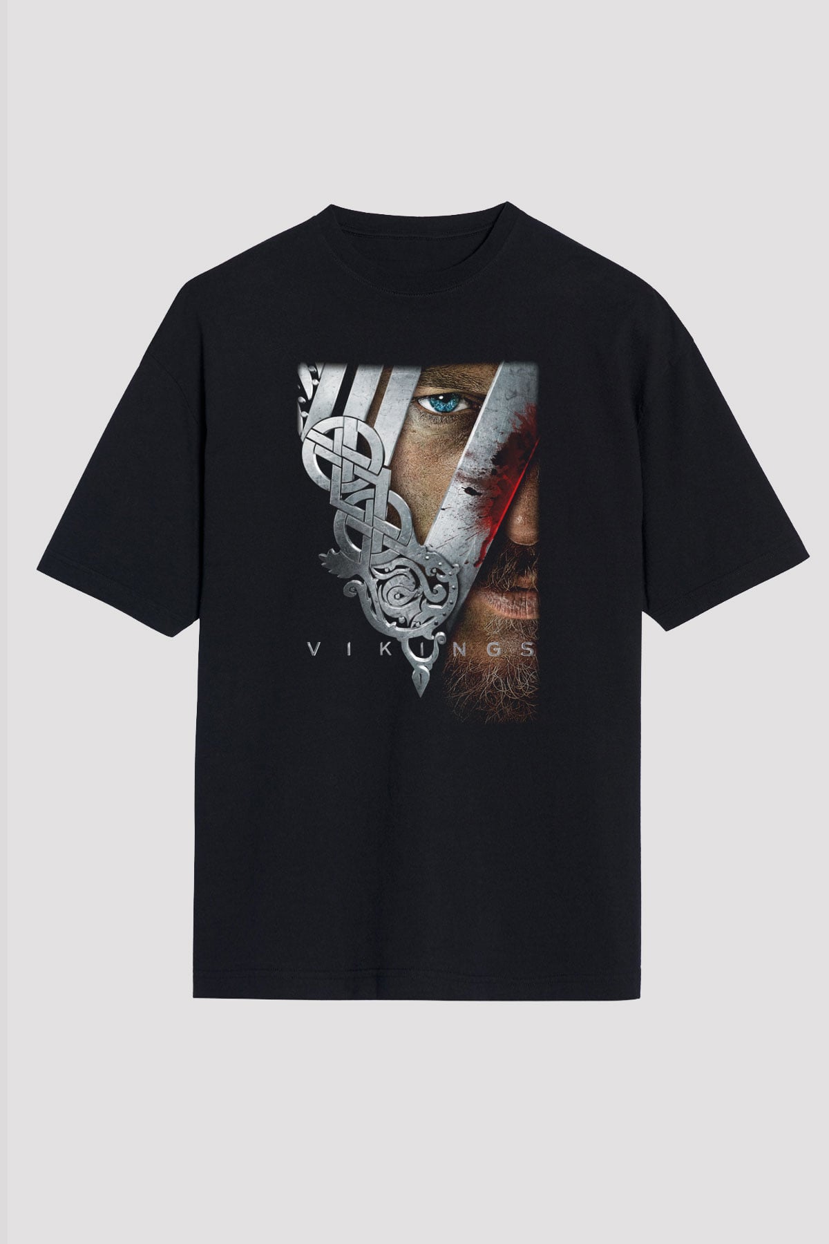 Vikings Siyah Unisex Oversize Tişört T-Shirt