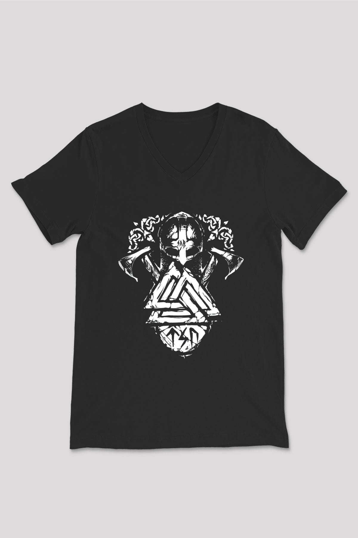 Vikings Siyah Unisex V Yaka Tişört T-Shirt