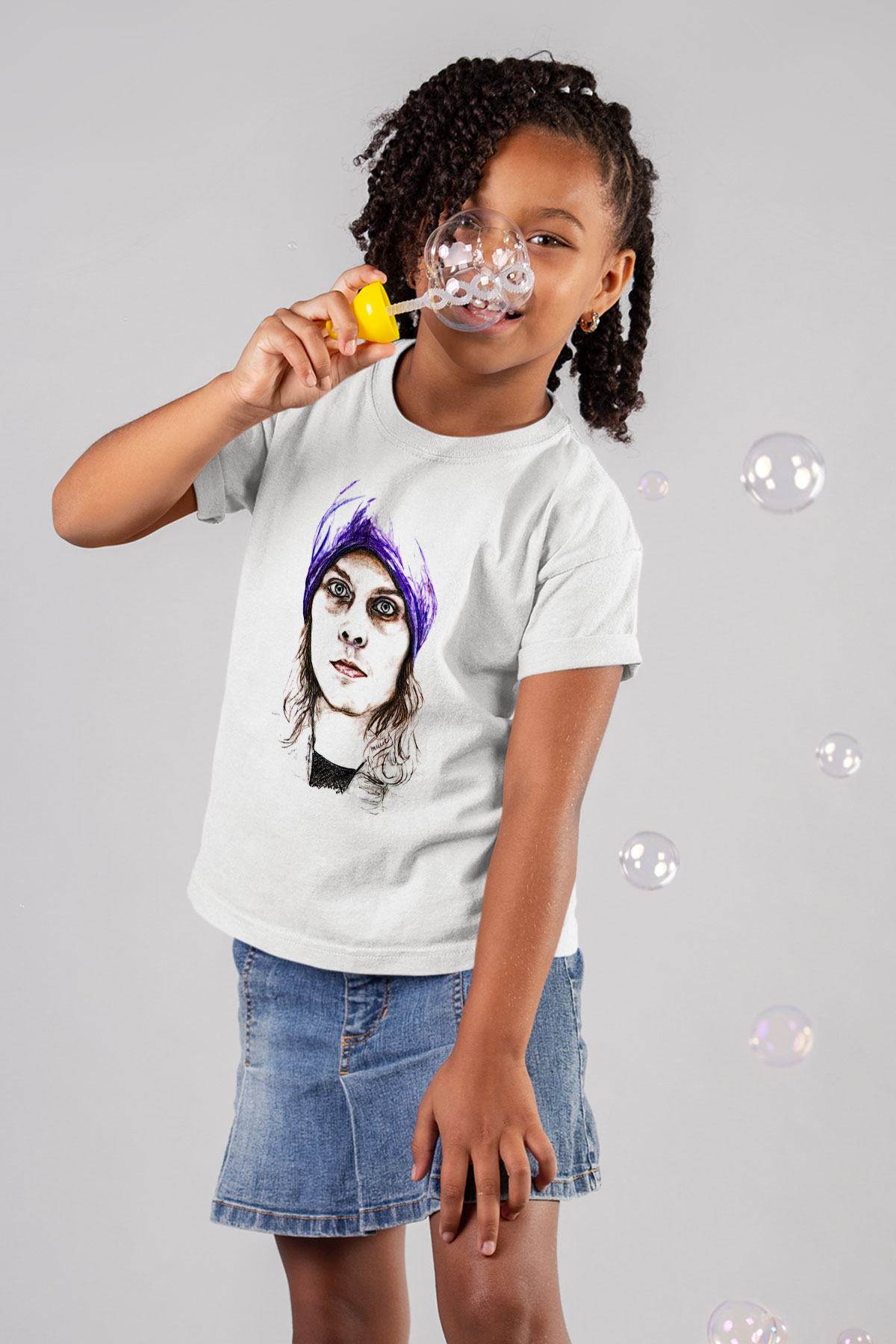 Ville Valo Baskılı Beyaz Unisex Beyaz Çocuk Tişört - Tshirt