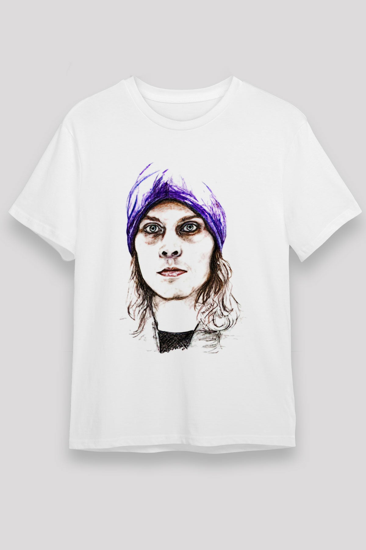 Ville Valo Baskılı Unisex Beyaz Tişört - Tshirt