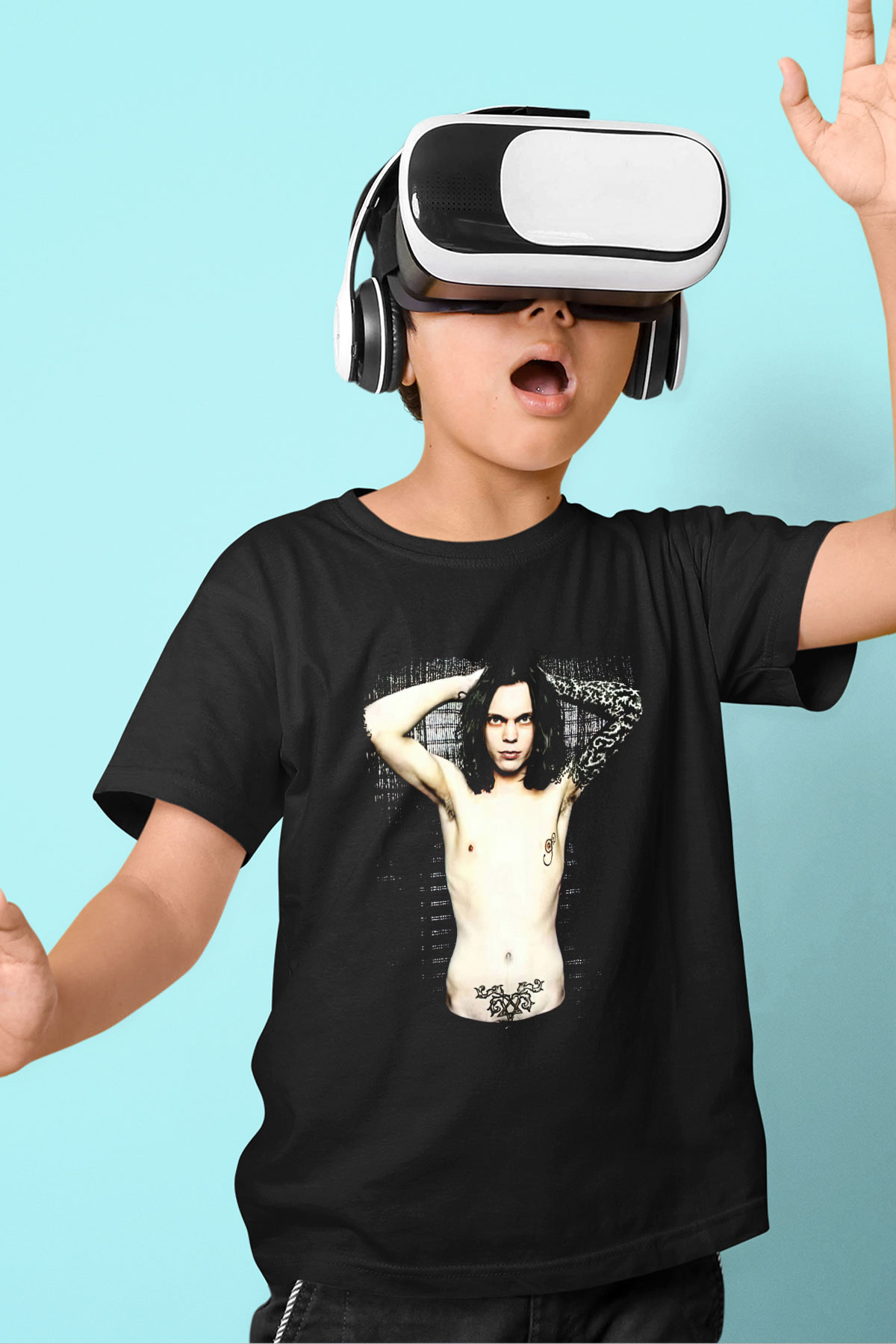 Ville Valo Baskılı Unisex Siyah Çocuk Tişört - Tshirt