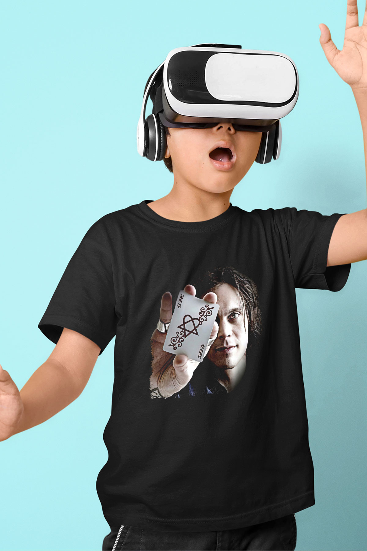 Ville Valo Baskılı Unisex Siyah Çocuk Tişört - Tshirt