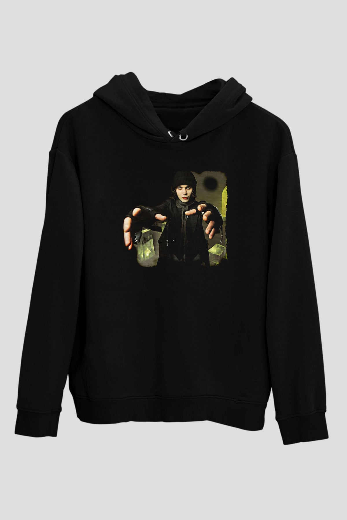 Ville Valo Baskılı Unisex Siyah Kapüşonlu Sweatshirt